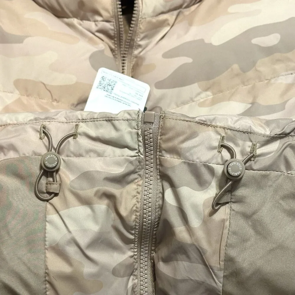 Fabletics Jacket Wander Cropped Puffer Womens Size 3X Beige Teddy Camo Full-Zip - Picture 8 of 10